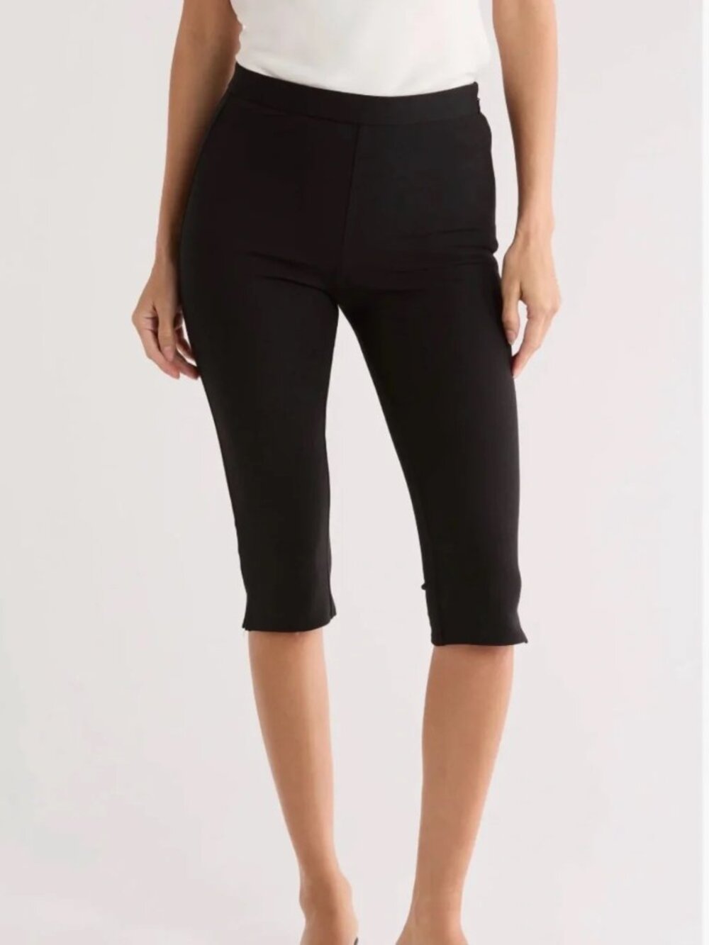 Leith Women's High-Rise Slim Leg Capri Pants Black Size 10